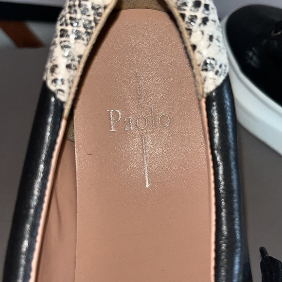 Linea Paolo black leather platforms sneakers with faux snakeskin details sz 11 - Picture 5 of 6